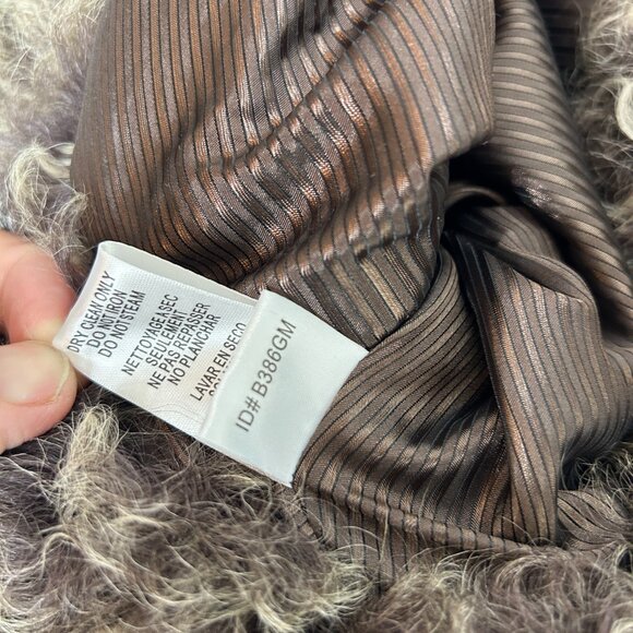 Max Azria BCBG ladies Lamb Fur Shrug XS Brown Coat Capsule Virgin Wool vtg tweed - Picture 8 of 13